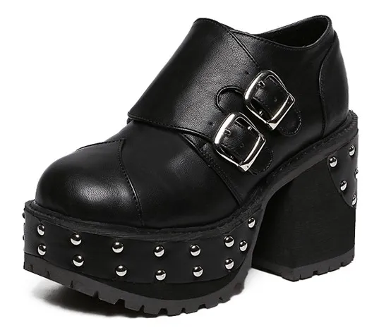 Black Metal Studs Heels