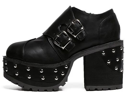 Black Metal Studs Heels