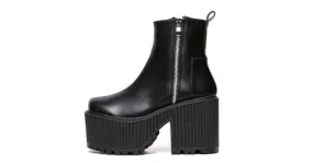 Black Cleated Sole Chunky Boots