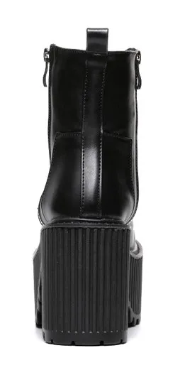 Black Cleated Sole Chunky Boots