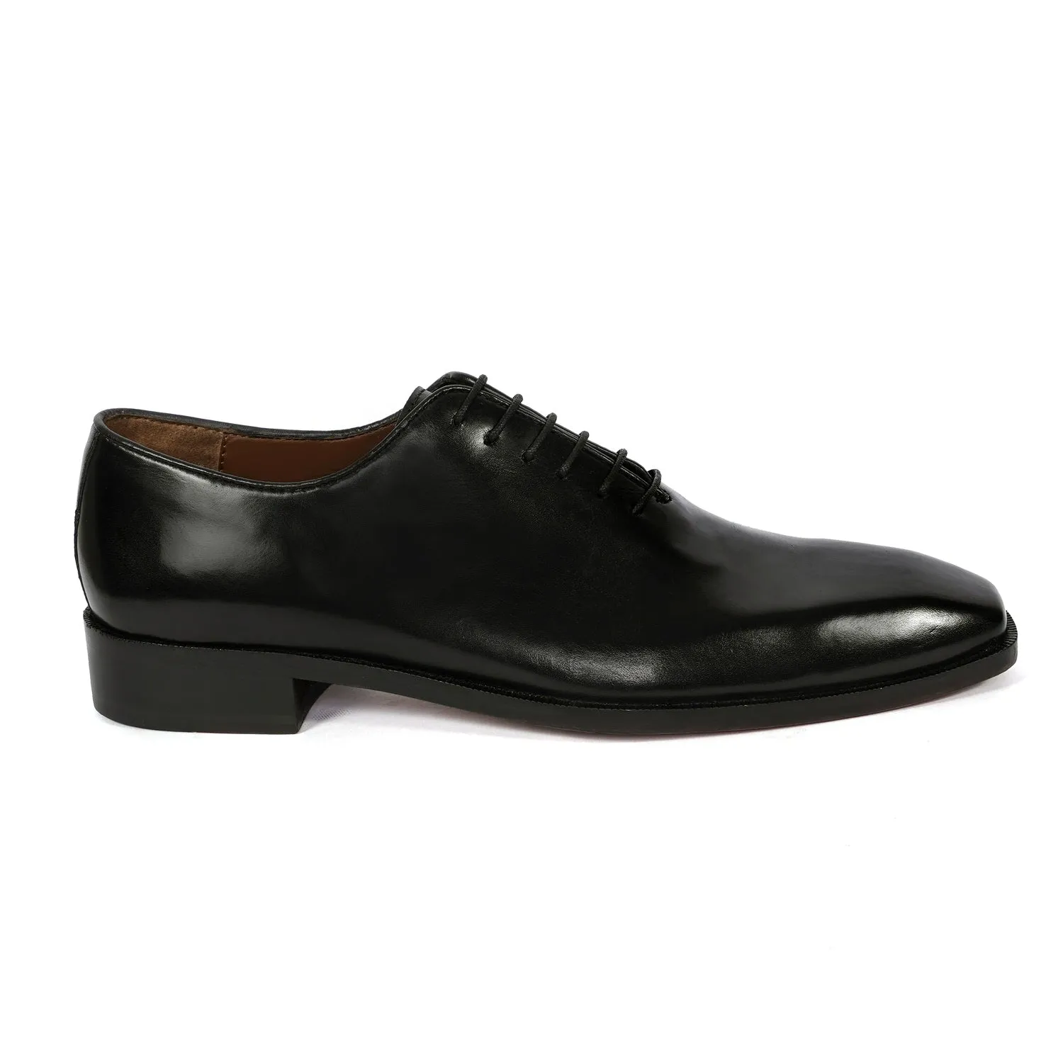 Black Sleek Toe Oxford Lace-Up Shoes