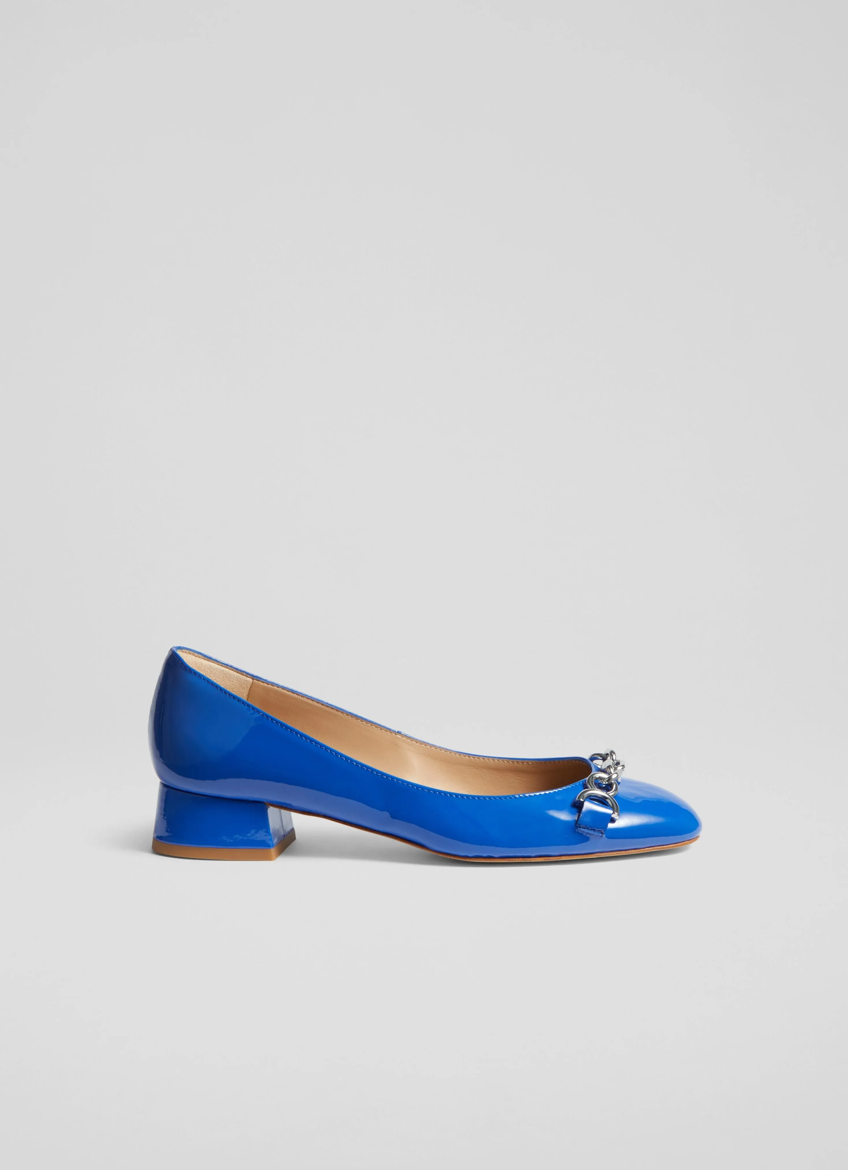 Blakely Blue Patent Snaffle Pumps, Marine