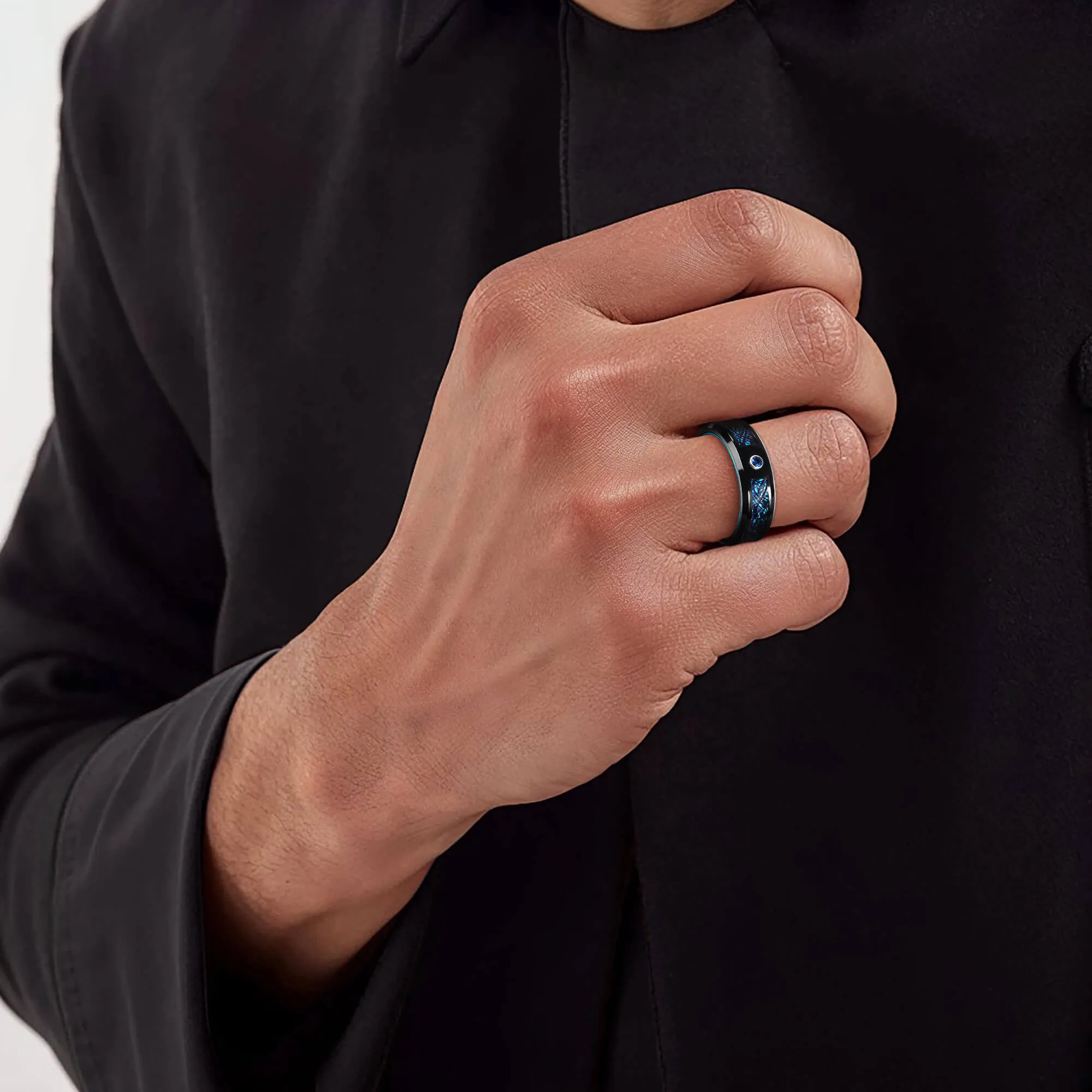 Blaze Blue Band Men Ring