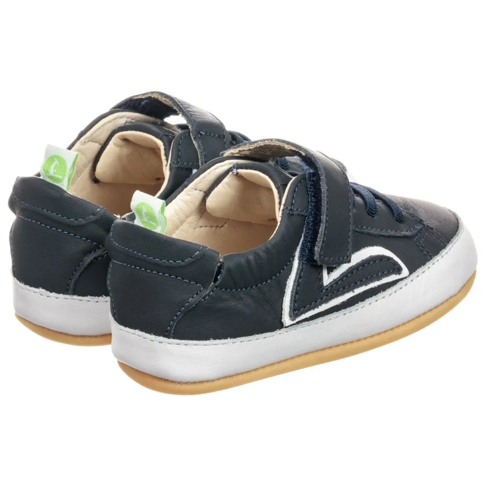 Blue Leather Baby Trainers