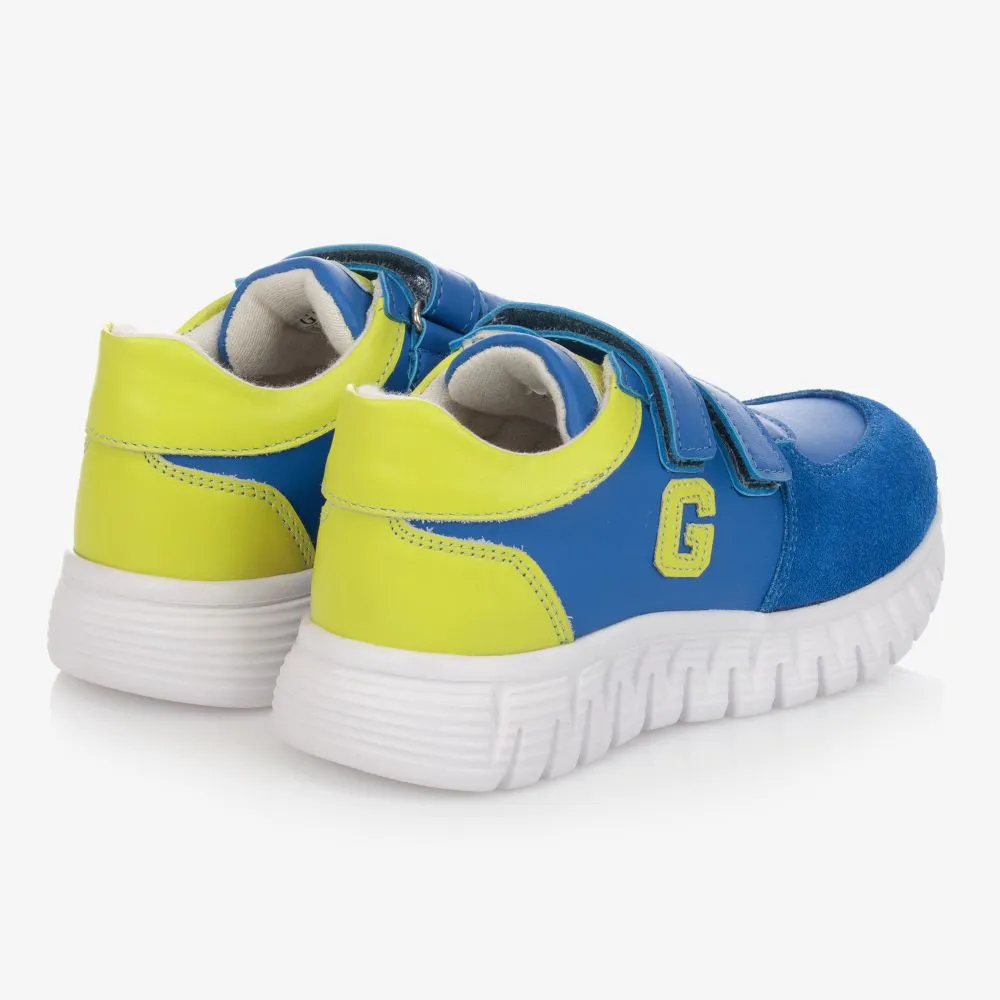 Blue Leather Velcro Trainers