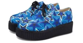 Blue Stars Harajuku Lace Up Platform Creepers Oxfords