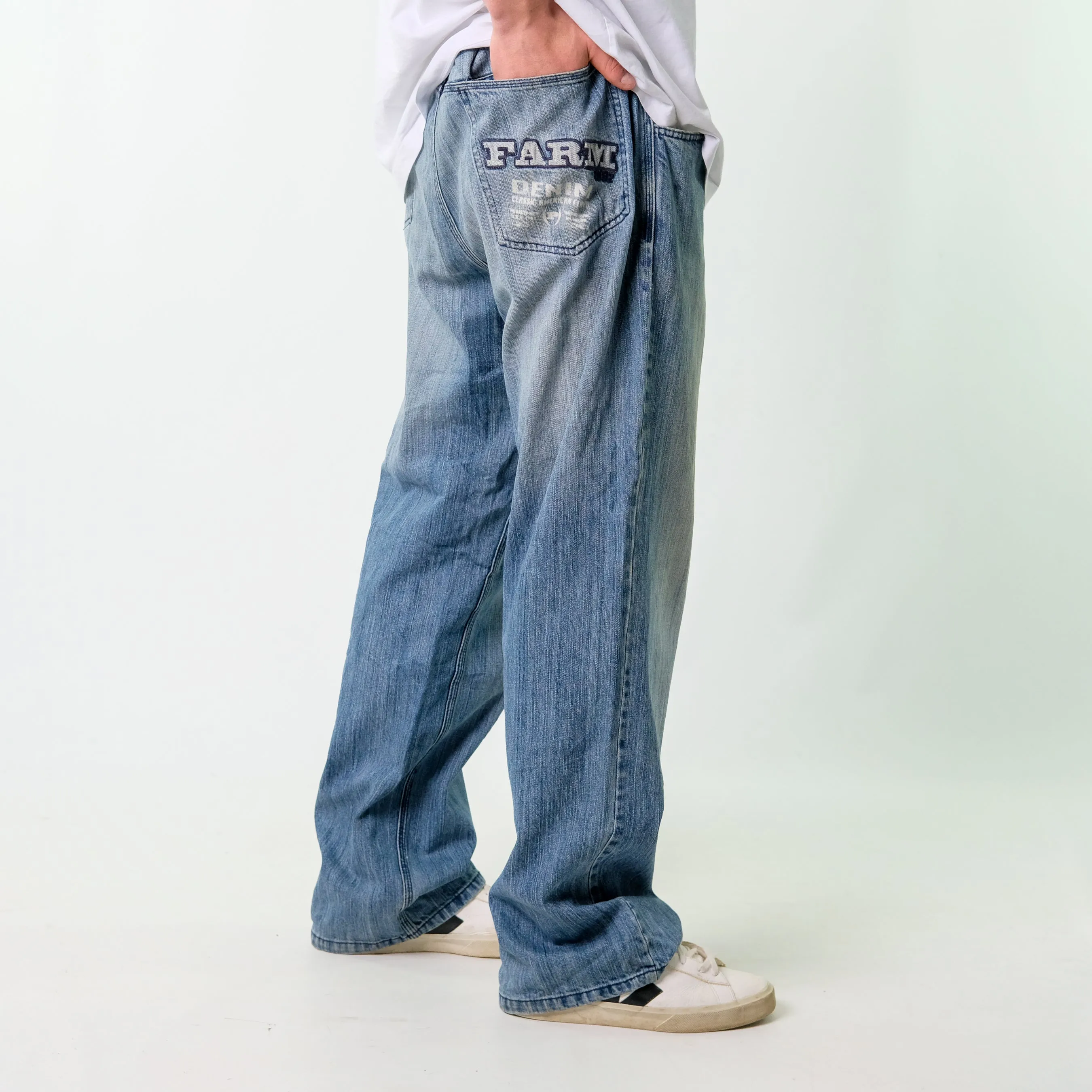 Blue y2ks Phat Farm Denim Hip Hop Jeans Baggy Pants (38x32)