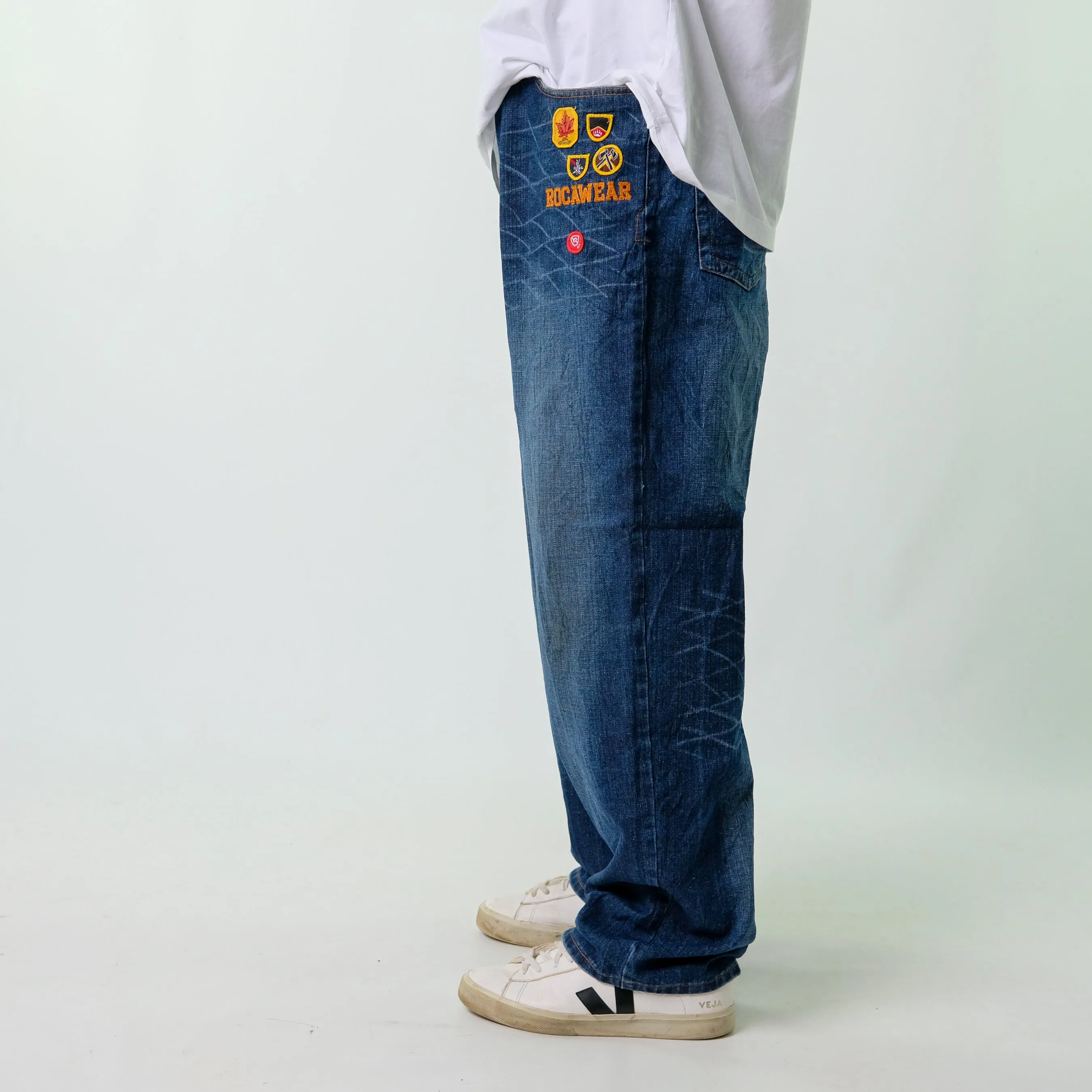 Blue y2ks Rocawear Denim Hip Hop Jeans Baggy Pants (38x30)