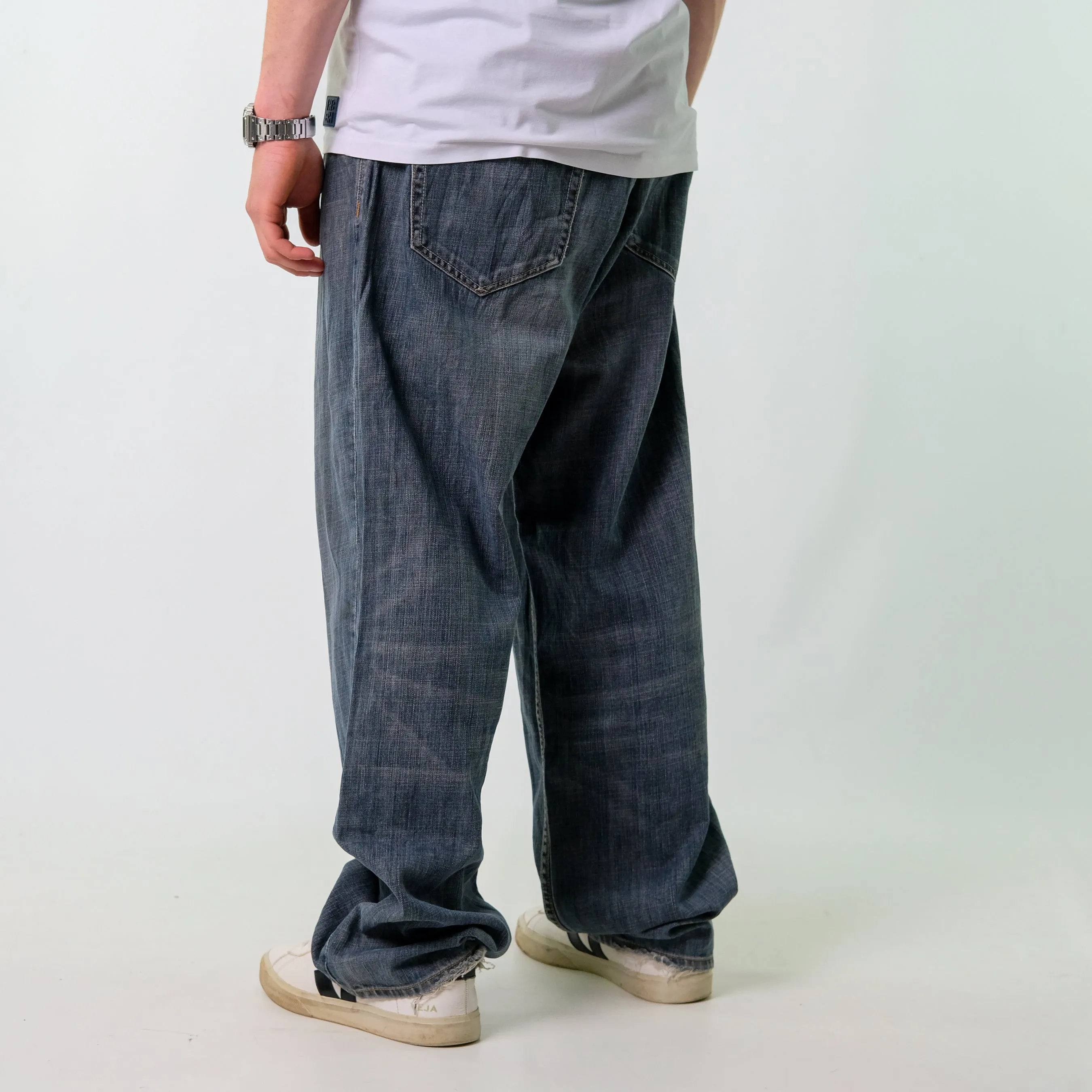 Blue y2ks Rocawear Denim Hip Hop Jeans Baggy Pants (38x34)