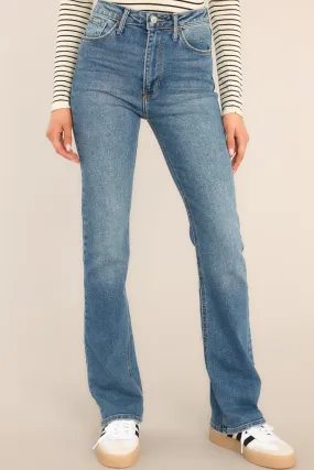 Bold As A Lion Medium Wash High Waist Stretch Straight Leg Jeans