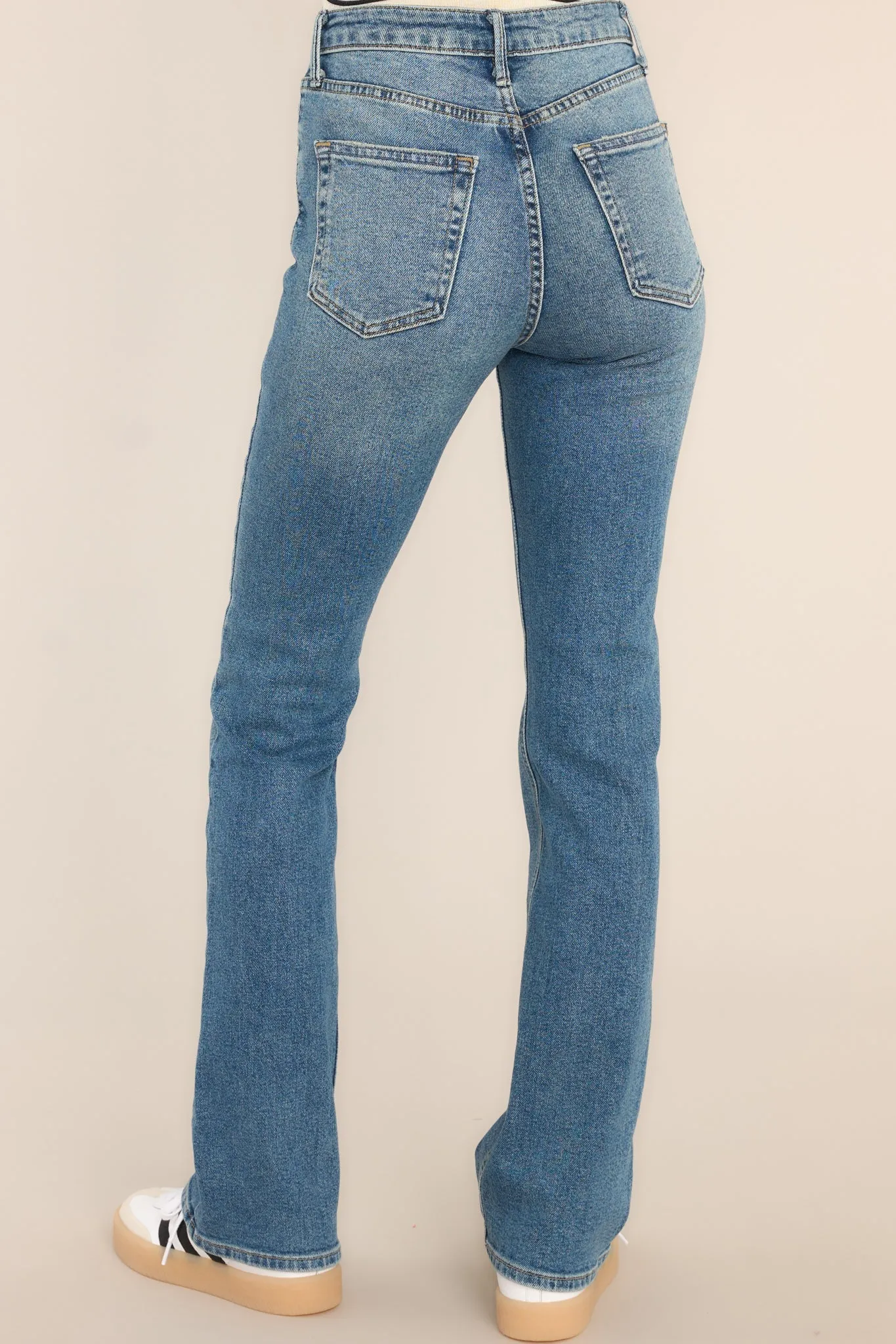 Bold As A Lion Medium Wash High Waist Stretch Straight Leg Jeans