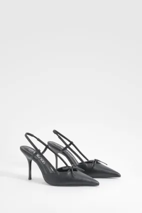 Bow Detail Slingback Pointed Pumps