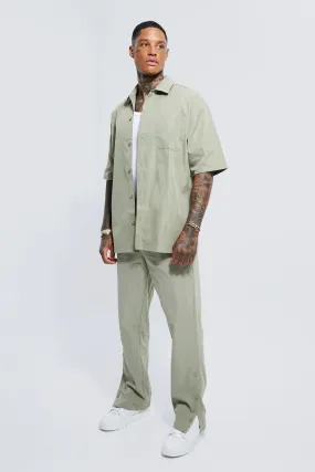 Boxy Oversized Popper Shirt & Trousers Set