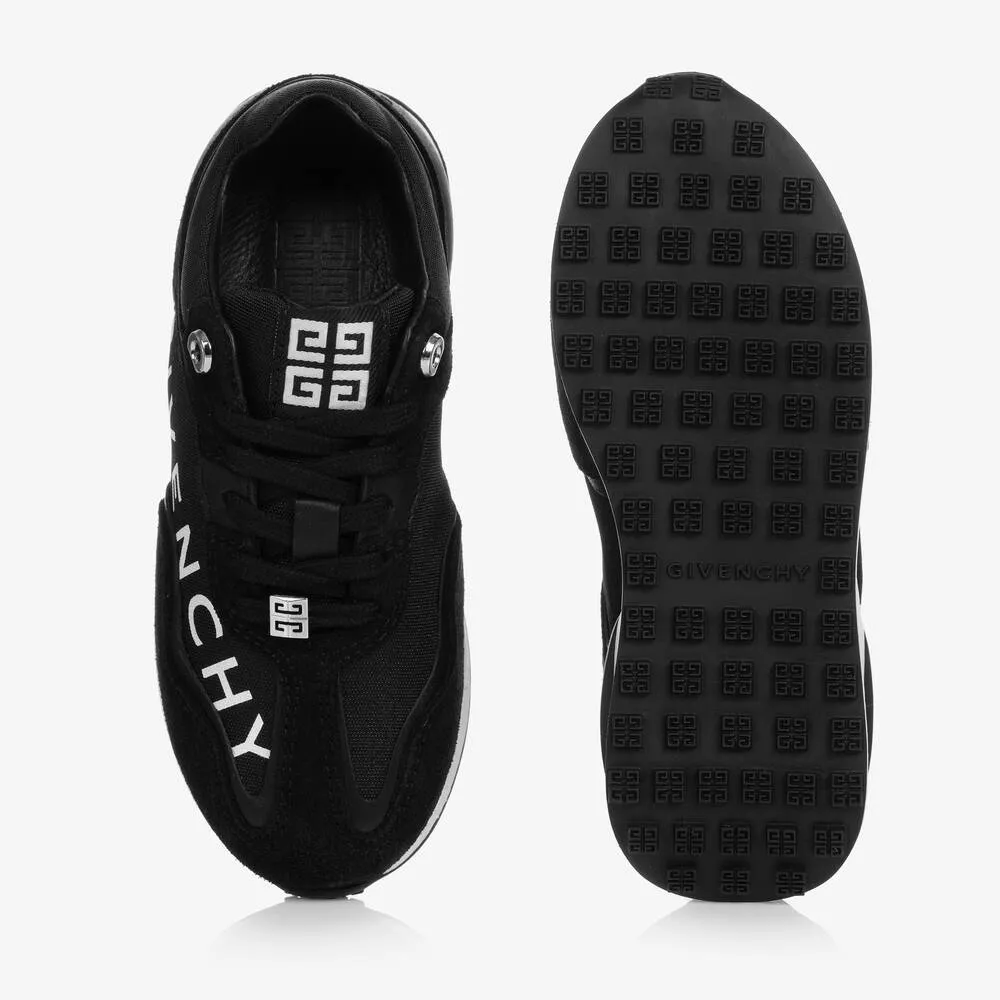 Boys Black Suede Leather Trainers