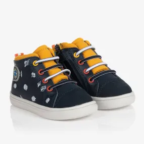 Boys Blue Leather Trainers