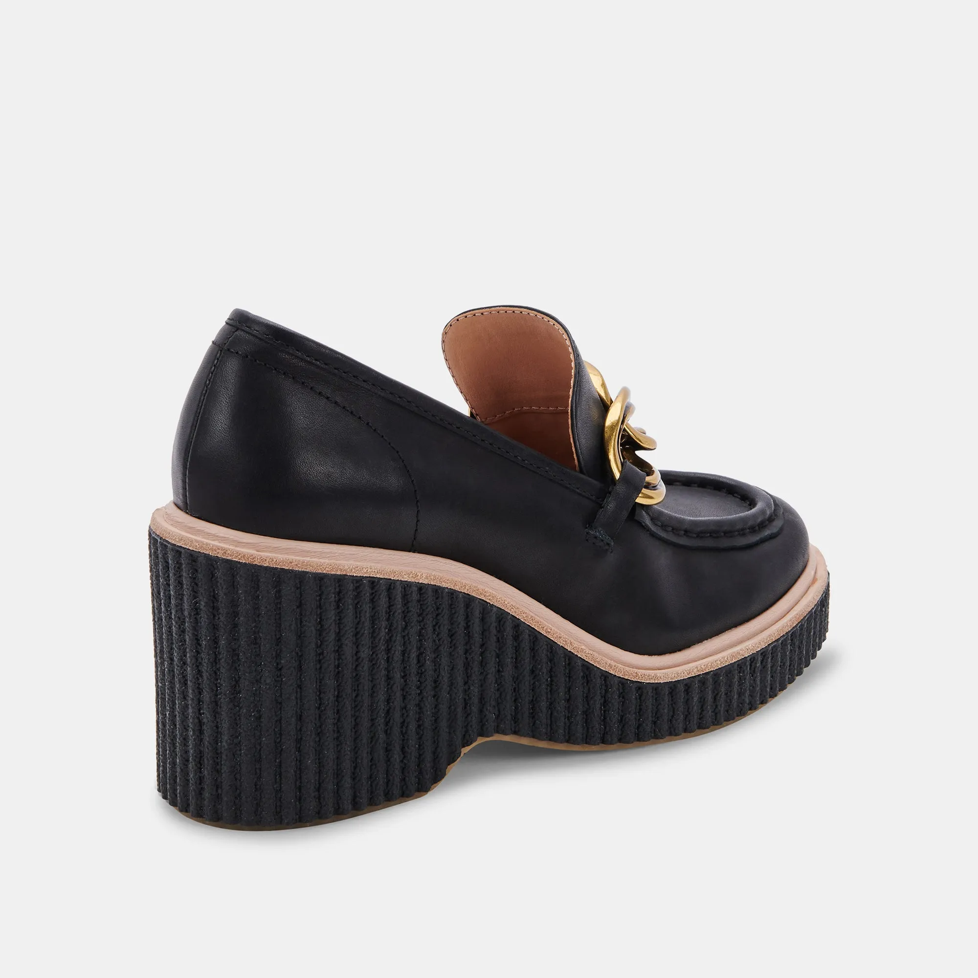 Black Leather Brenan Wedges - re:vita