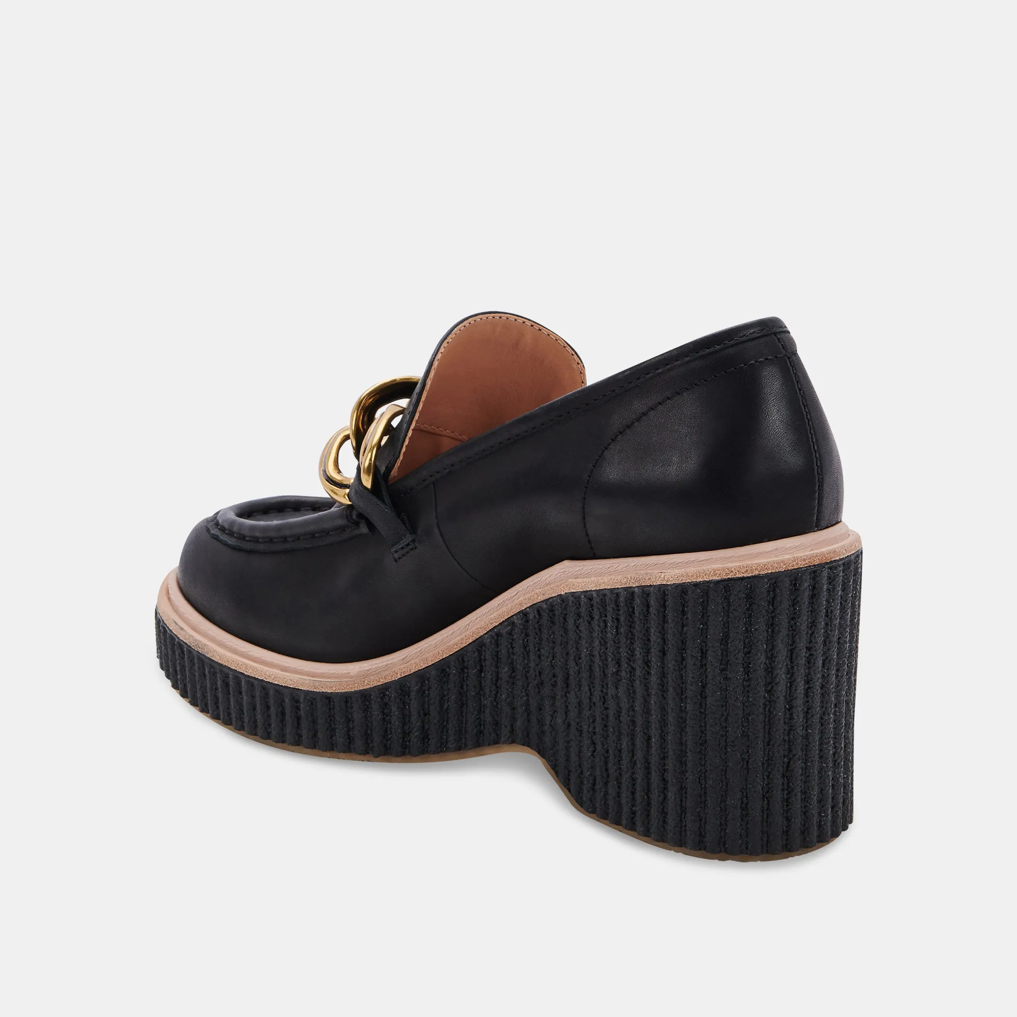 Black Leather Brenan Wedges - re:vita