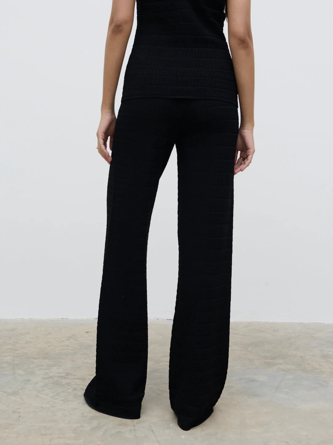 Bridget Crochet Knit Trousers - Black