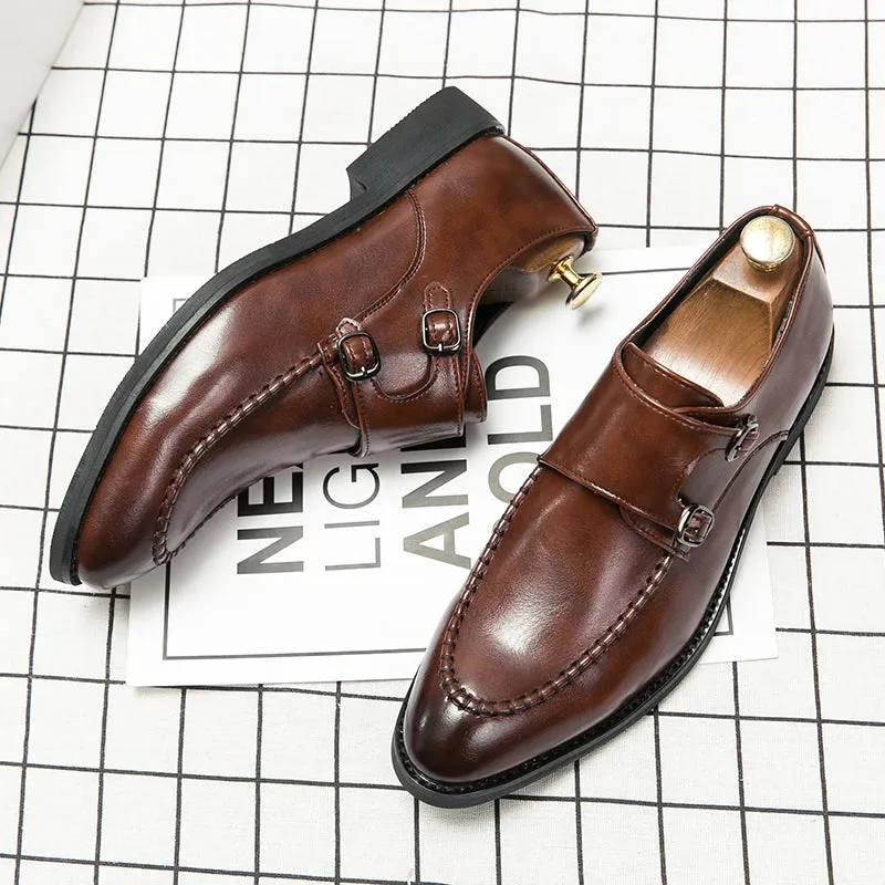 Bronzino Leather Double-monk Strap Shoes