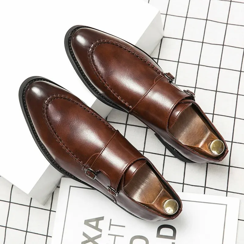 Bronzino Leather Double-monk Strap Shoes