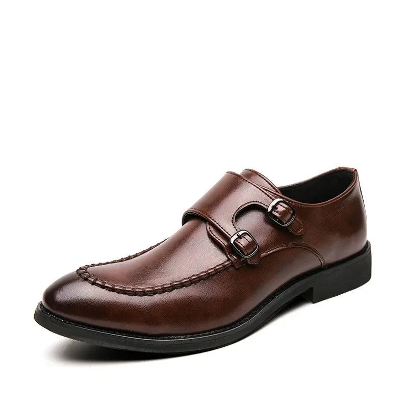 Bronzino Leather Double-monk Strap Shoes