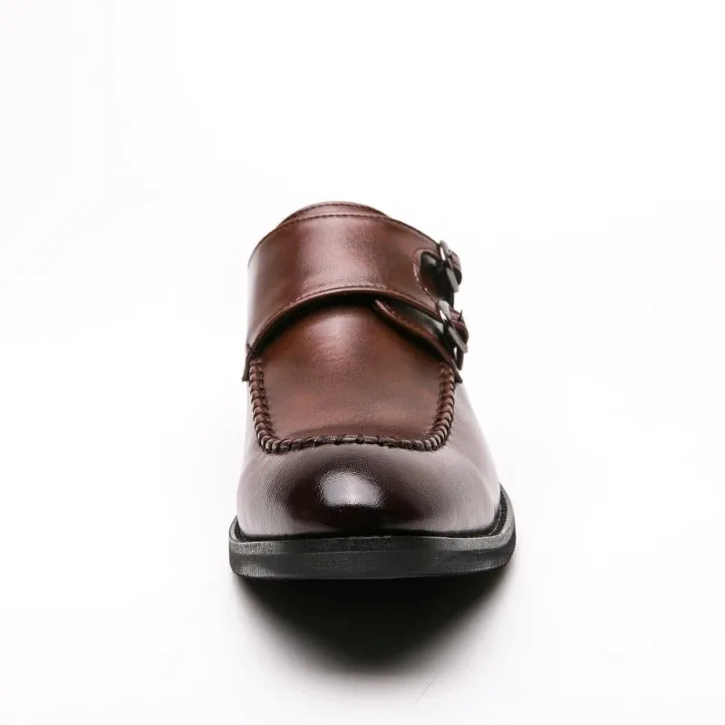 Bronzino Leather Double-monk Strap Shoes