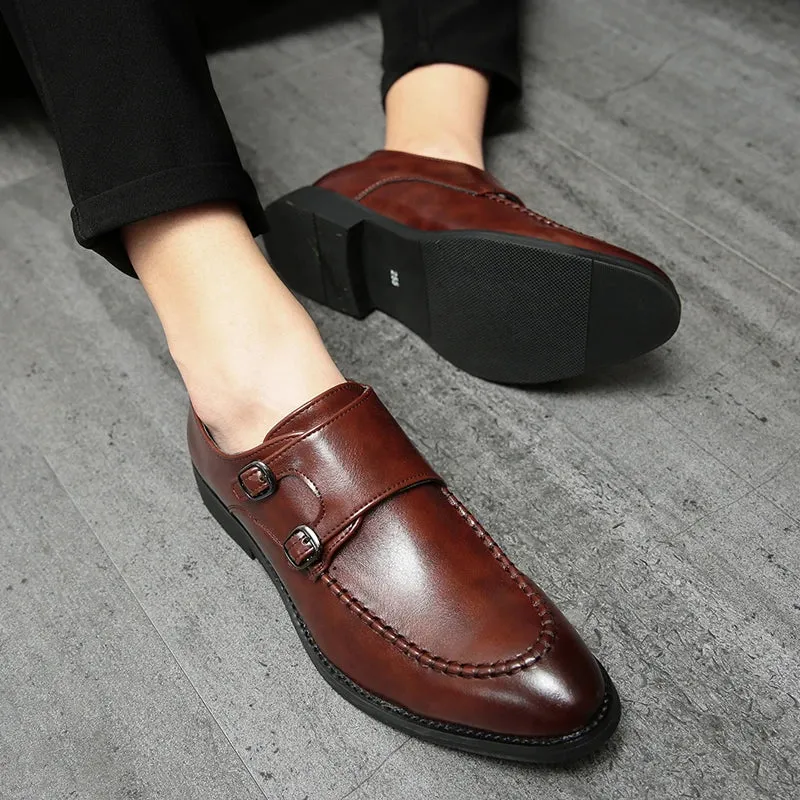 Bronzino Leather Double-monk Strap Shoes