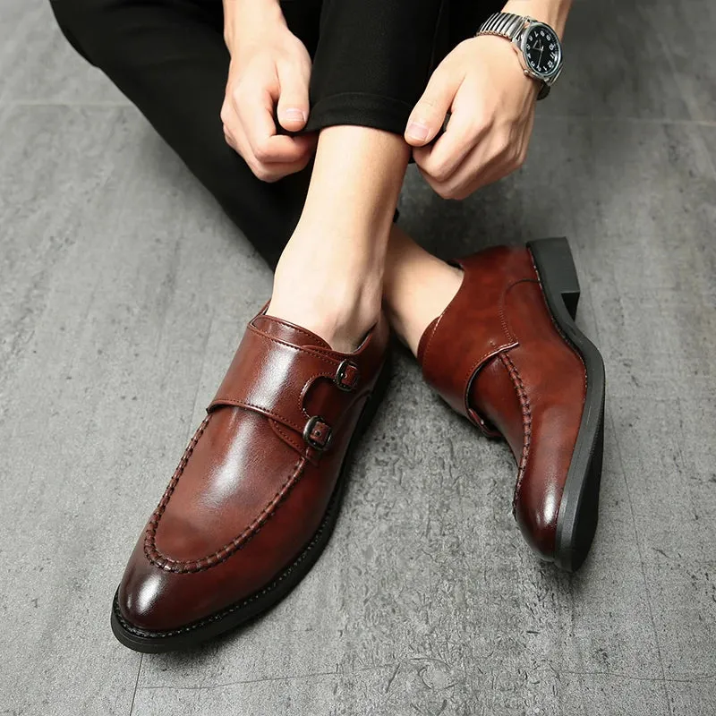 Bronzino Leather Double-monk Strap Shoes