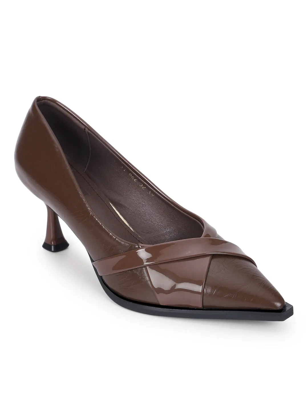 Brown PU Stylish Stiletto Heel Pumps (TC-ML057-BRO)