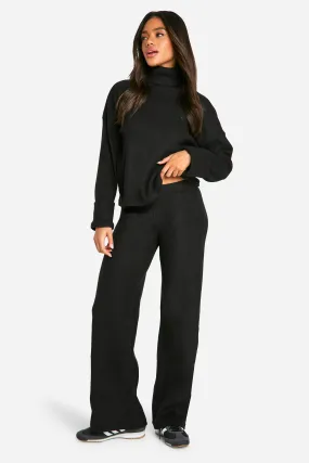 Brushed Rib Wide Leg Trousers