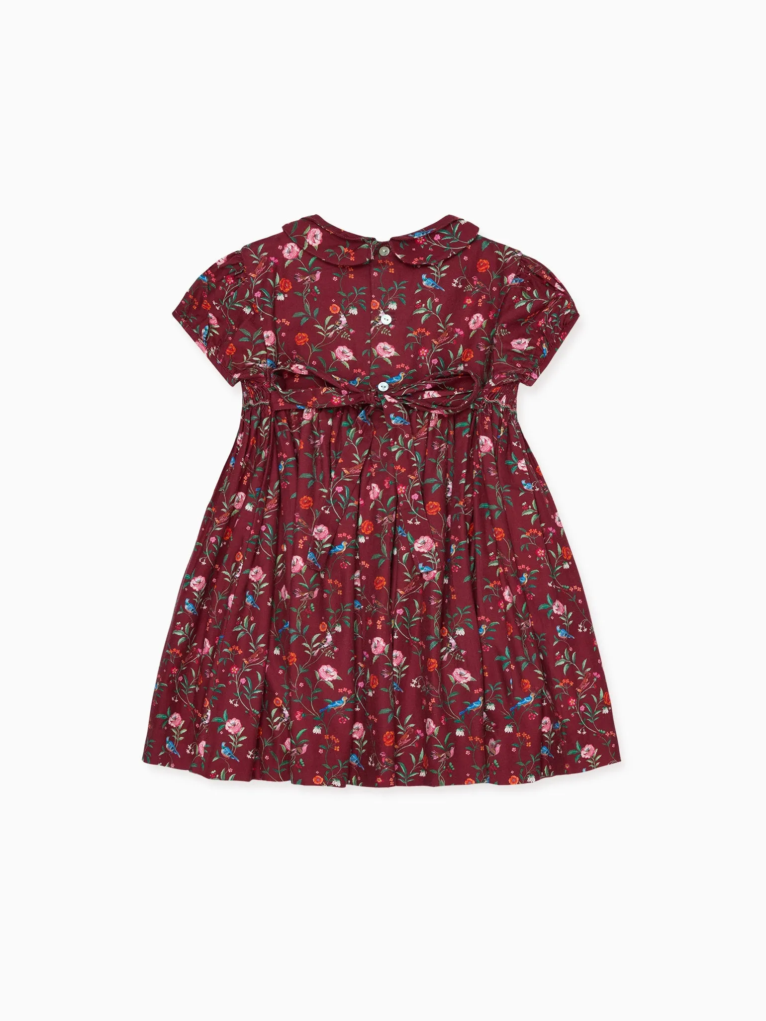 Burgundy Floral Arcadia Girl Hand-Smocked Dress