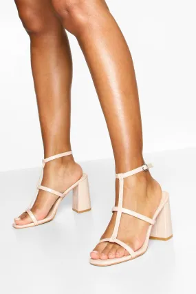 Caged Square Toe Block Heels