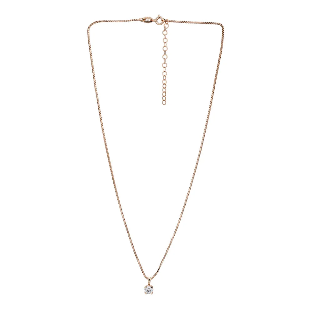 Carlton London Women'S Western Brass Rose Gold-Plated Pendant With Chain Fjn4018