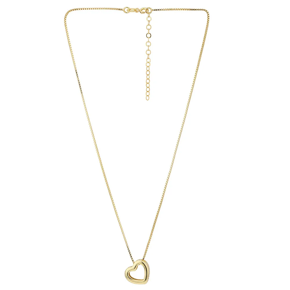 Carlton London Women'S Western Brass Women Gold-Plated Cz Studded Pendant With Chain Fjn3974