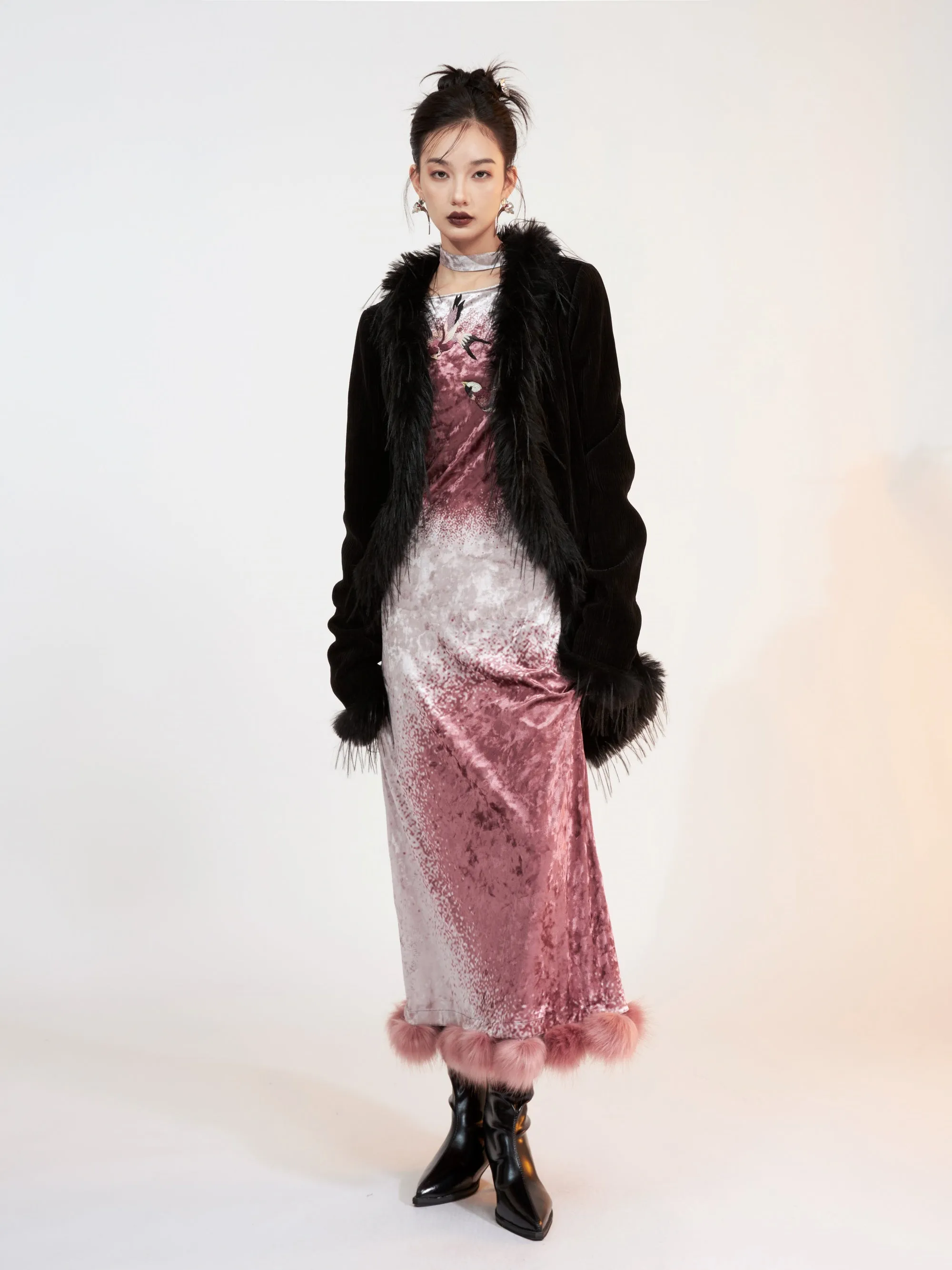 Chinese Style Irregular Fur Short Jacket