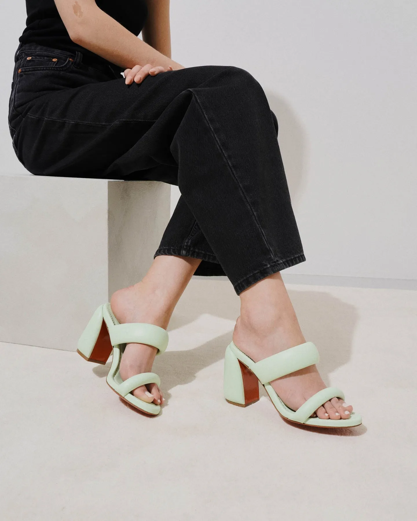 Christian Louboutin Inflama Sab 85 green leather mules