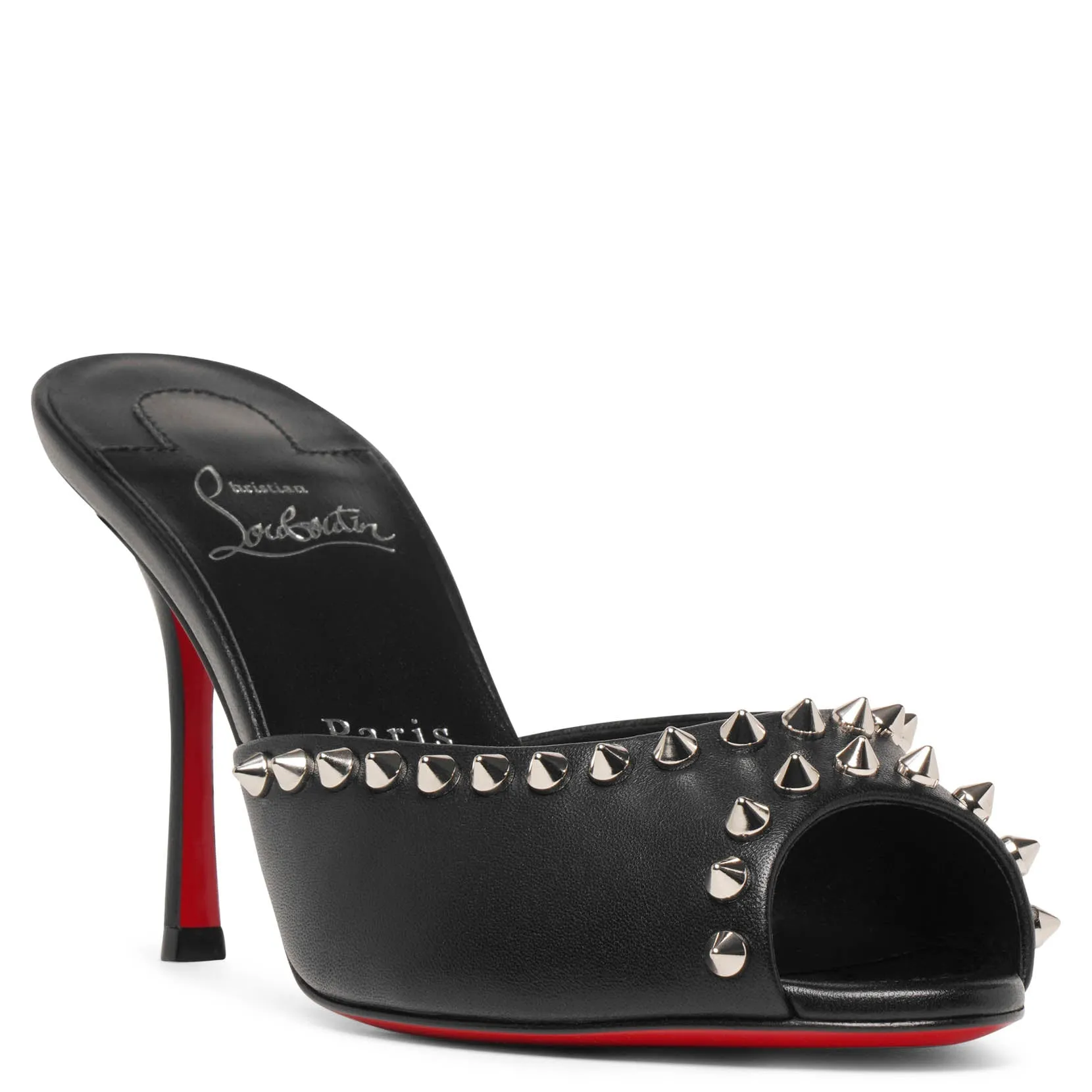 Christian Louboutin Me Dolly 85 black leather spikes mules