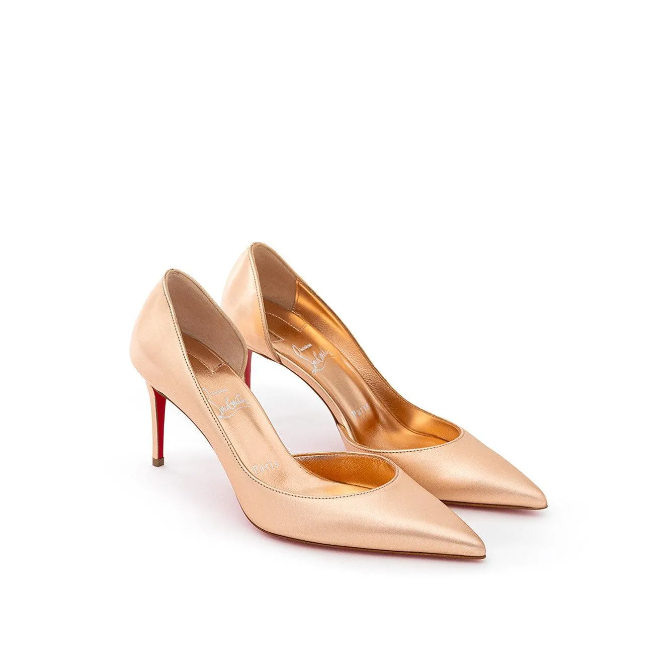 Christian Louboutin Rose Gold Metallic Leather Pumps