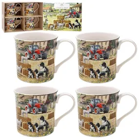 Collie & Sheep - Set of 4 Mugs