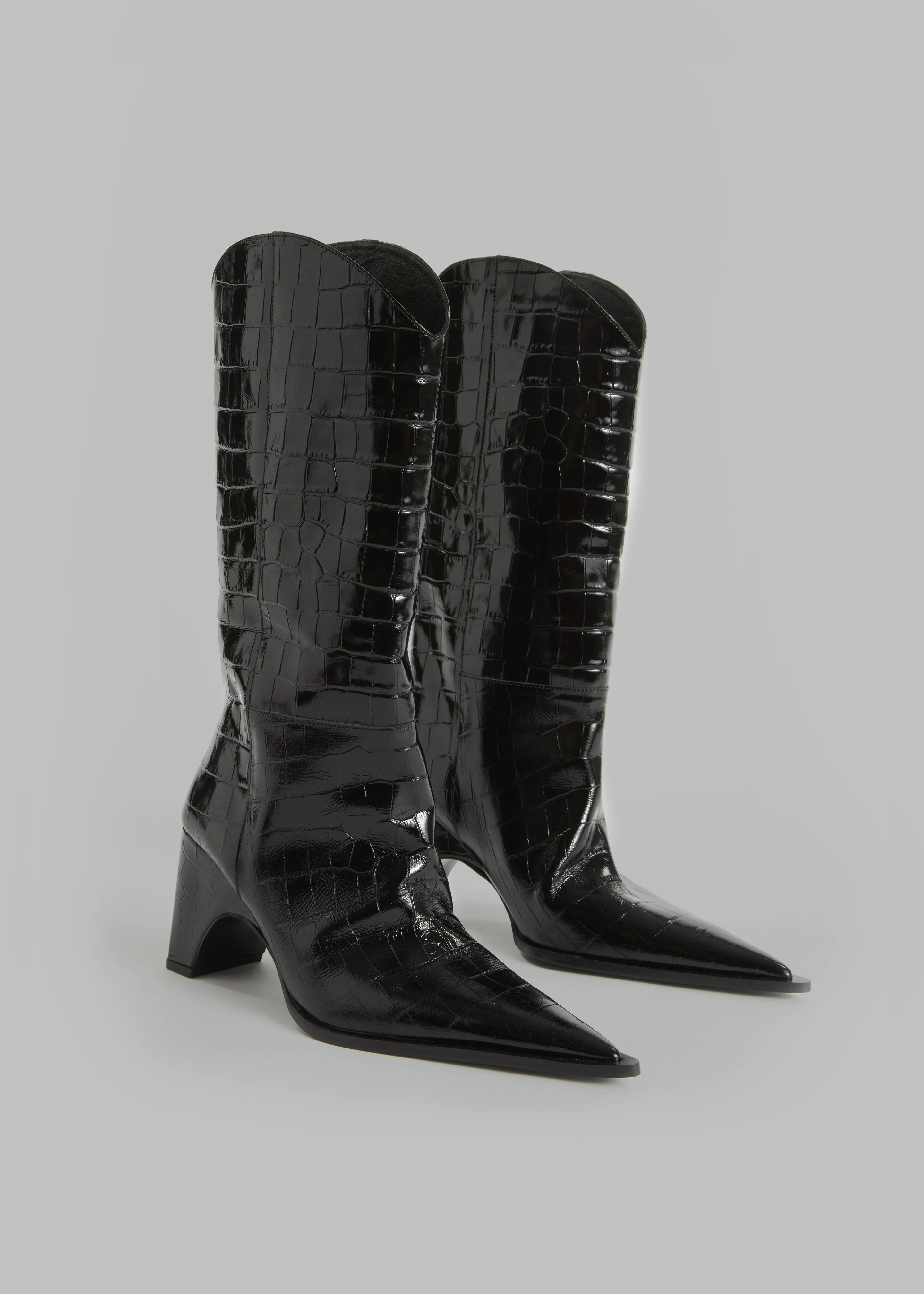 Coperni Crocodile Bridge Cowboy Boots - Black