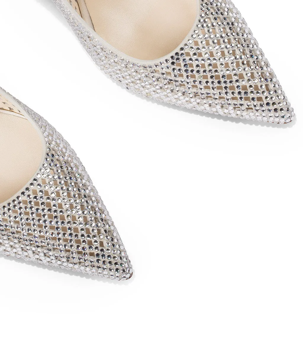 Crystal Slingback Pumps - Milk Suede with Embellishments