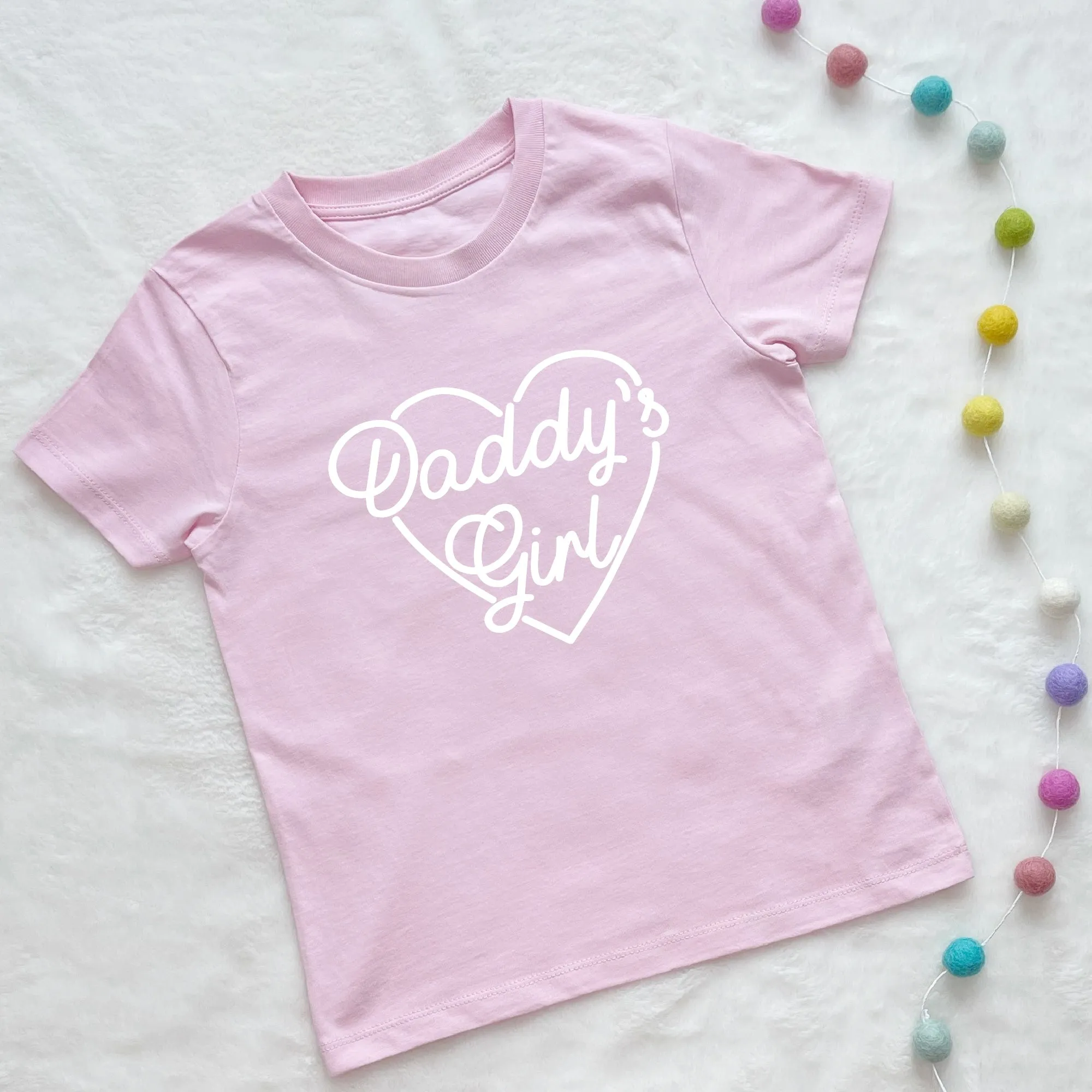 Daddy's Girl With Heart Girls T Shirt