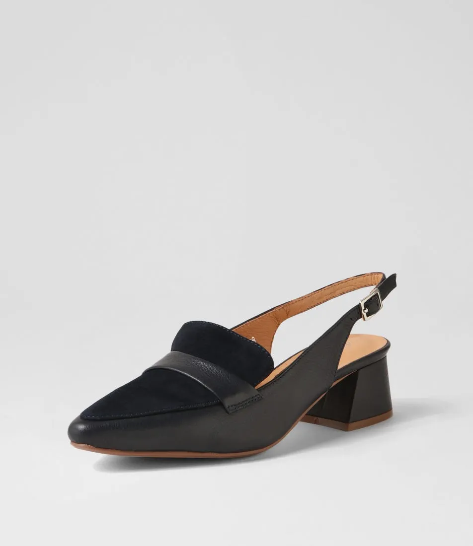 DIANA FERRARI Whoppi Navy Leather Suede Heels