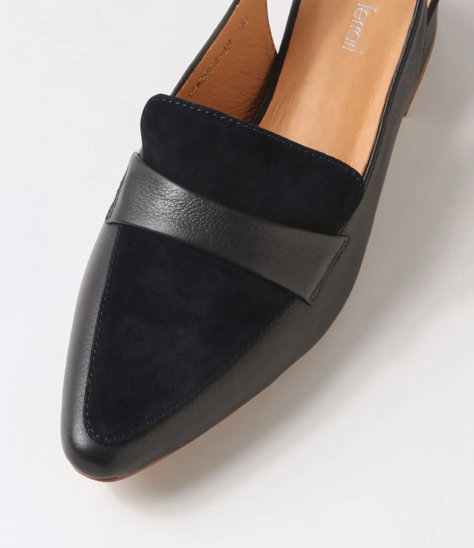 DIANA FERRARI Whoppi Navy Leather Suede Heels