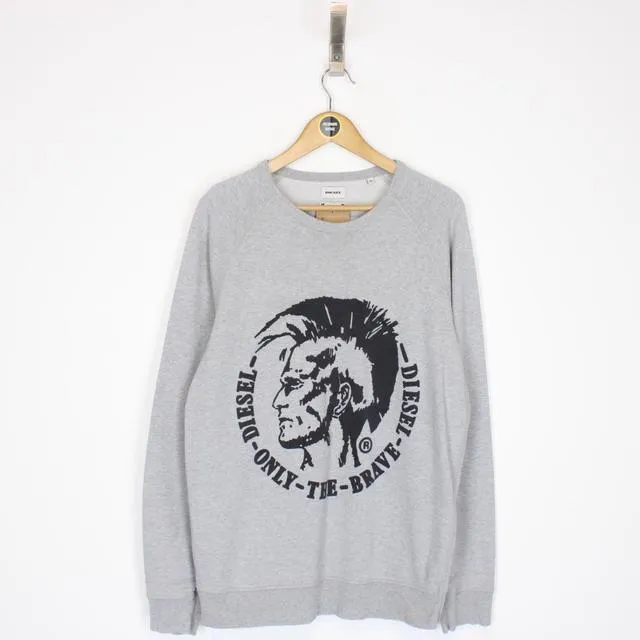 Diesel Grey and Black Crew Neck Sweatshirt Jumper