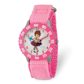 Disney Girls Kids Fancy Nancy Pink Nylon Band Time Teaching Watch