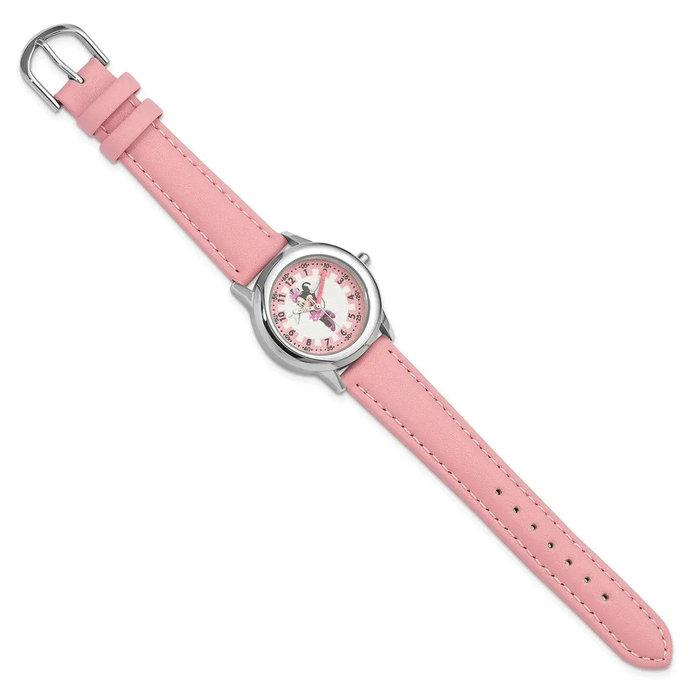 Minnie Mouse Pink Leather Band Time Teacher Watch - Disney Girls