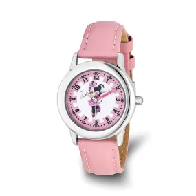 Minnie Mouse Pink Leather Band Time Teacher Watch - Disney Girls