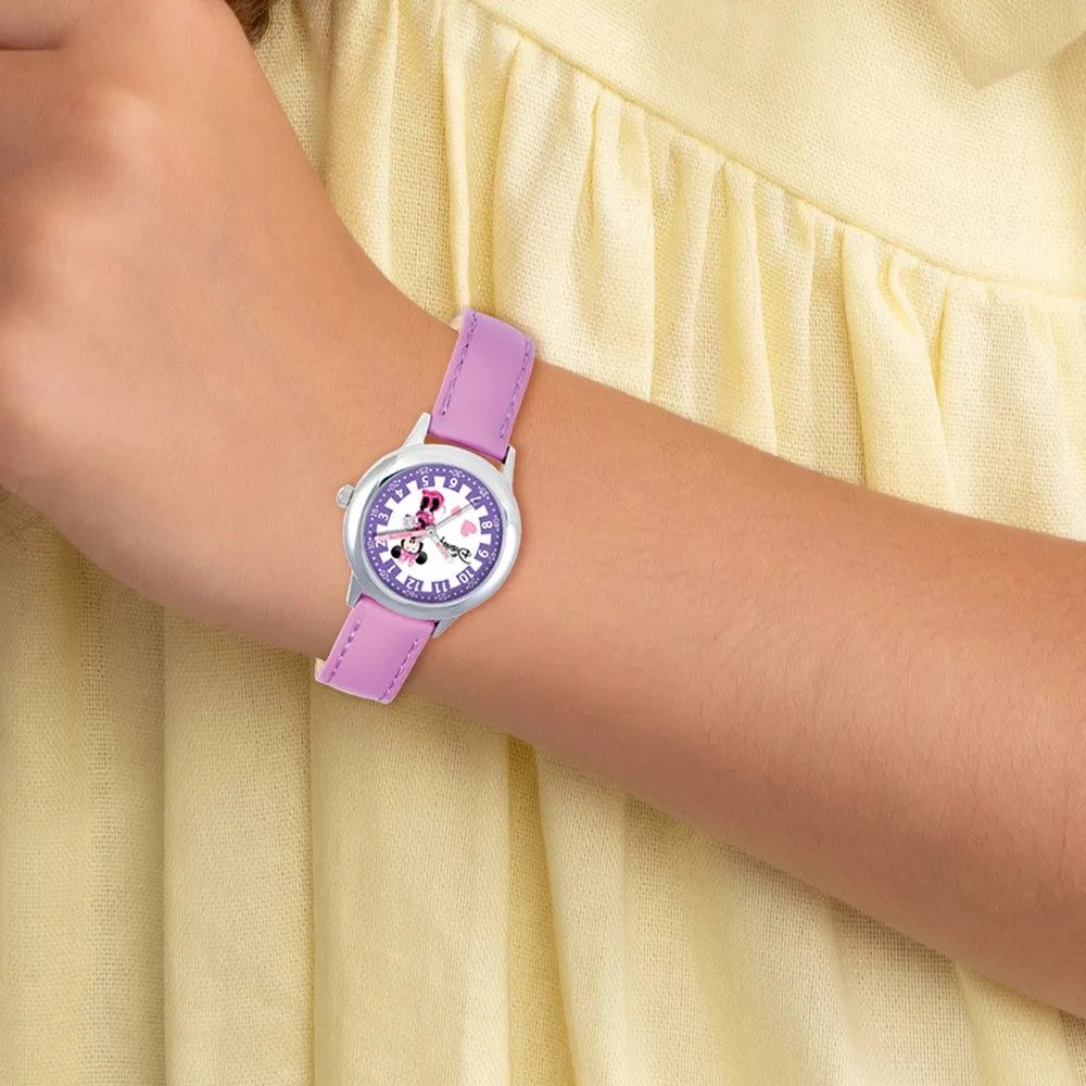 Disney Minnie Mouse Time Teacher Watch - Purple Leather Band