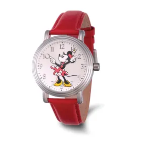 Disney Ladies Size Red Strap Moving Arms Minnie Mouse 38mm Watch